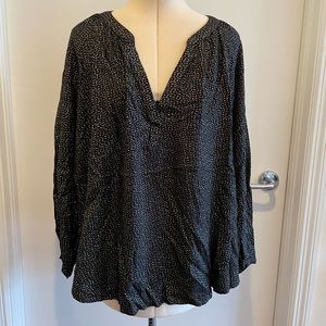 Velvet by Graham & Spencer Gold Printed Peasant Blouse Size XL